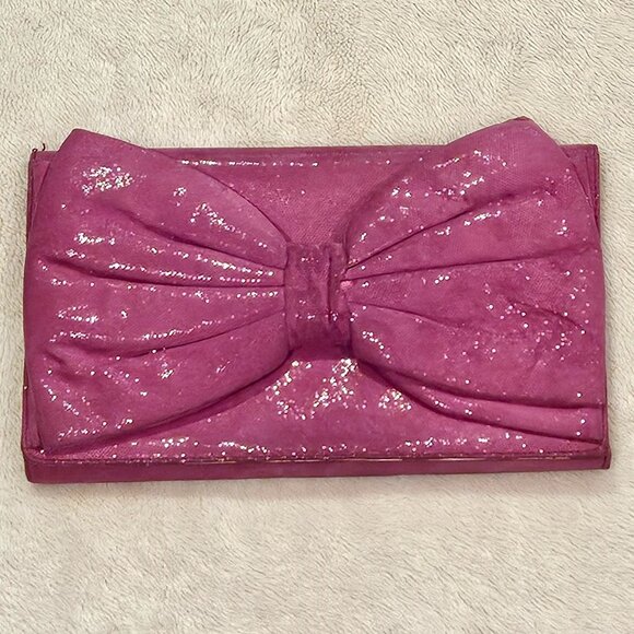 BETSEY JOHNSON - Vintage pink/purple front bow clutch bag with sparkle detail - Picture 2 of 8